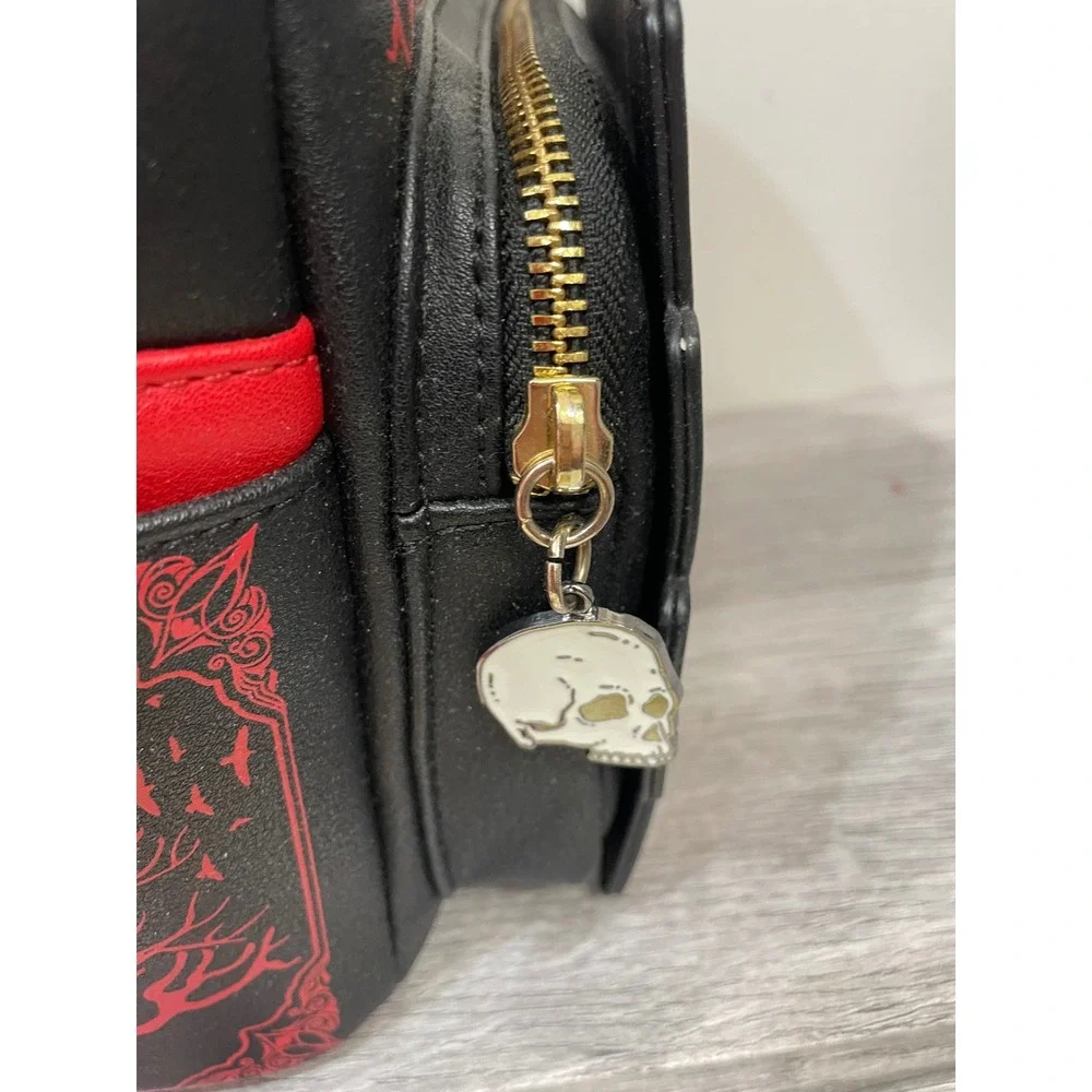 Loungefly Edgar Allan Poe Book Stack Mini Backpack Black Red Gothic Raven Skull